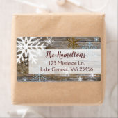 Blauw Goud Sneeuwvlok en Houten Kerstmis of Feestd Etiket (Insitu)