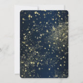 Blauw & Goud Sparkling Lights Glam Sweet 16 Party Kaart (Achterkant)