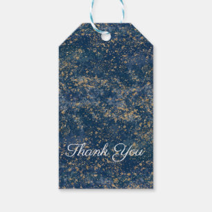 Blauw Goud Spat Modern Glamour Huwelijk Cadeaulabel
