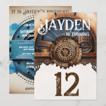 Blauw Goud Steampunk Verjaardagsfeest