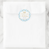 Blauw & Goud Stippen Koninklijke Kroon Prins Feest Ronde Sticker (Tas)