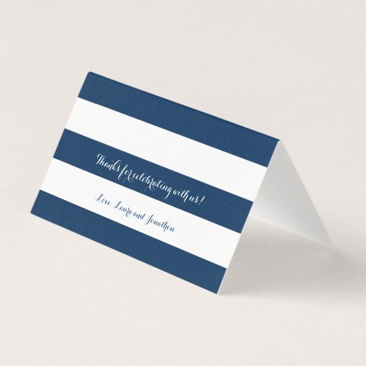 Blauw Goud Strepen Chatham Cape Cod Bruiloft Zitpl Kaart (Achterkant)