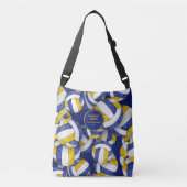 Blauw Goud Team Kleuren Volleybal Coach Naam Crossbody Tas (Voorkant)