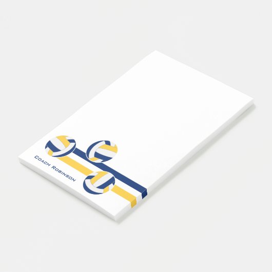 Blauw goud team kleuren volleyballen strepen post-it® notes (Schuin)