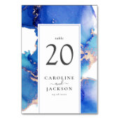 Blauw Goud Waterverf Bruiloft Kaart (Achterkant)