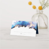 Blauw Goud Waterverf Bruiloft Plaats Kaart (Voorkant)