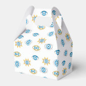 Blauw, Goud & Wit Grieks Oogmati Patroon Bedankdoosjes (Achterkant)