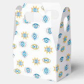 Blauw, Goud & Wit Grieks Oogmati Patroon Bedankdoosjes (Geopend)