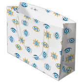 Blauw, Goud & Wit Grieks Oogmati Patroon Groot Cadeauzakje (Achterkant Gekanteld)