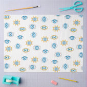 Blauw, Goud & Wit Grieks Oogmati Patroon Tissuepapier (Craft)