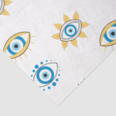 Blauw, Goud & Wit Grieks Oogmati Patroon Tissuepapier (Detail)