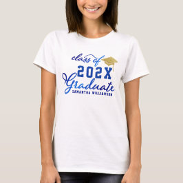Blauw Goud Wit Klasse van 2025 Afstuderen Afstuder T-shirt