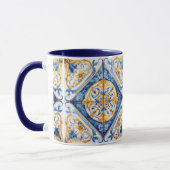 Blauw Goud & Wit Talavera Azulejo Tegel Kijk Mok (Links)