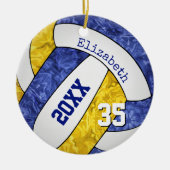 blauw goudbalteam kleuren keramisch ornament (Voorkant)