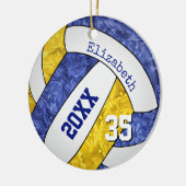 blauw goudbalteam kleuren keramisch ornament (Links)