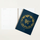Blauw & goudbijtend monogram planner (Display)