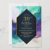 Blauw Gouden Agaat 30e Verjaardagsfeest Kaart (Voorkant)
