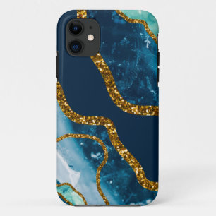 Blauw & Gouden Agaat Geode iPhone 11 Hoesje