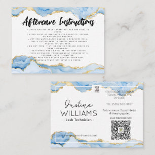 Blauw gouden agaat Lash Eyelash Extensions nazorg Visitekaartje