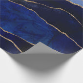 Blauw & Gouden Agaat Moderne Glam Minimale Bruilof Cadeaupapier (Hoek)