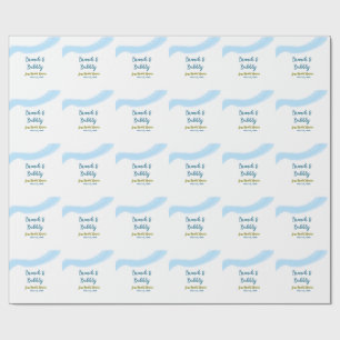 Blauw gouden aquarel borrelend en brunch bruids sh cadeaupapier
