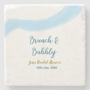 Blauw gouden aquarel borrelend en brunch bruids sh stenen onderzetter
