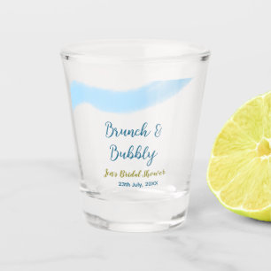 Blauw gouden aquarel bruisend en brunch bruids sh shot glas