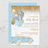 Blauw gouden ballonnen - Virtueel station op Baby  Kaart (Voorkant / Achterkant)