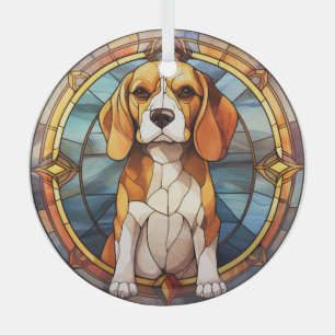 Blauw Gouden Beagle Puppy Glas Ornament