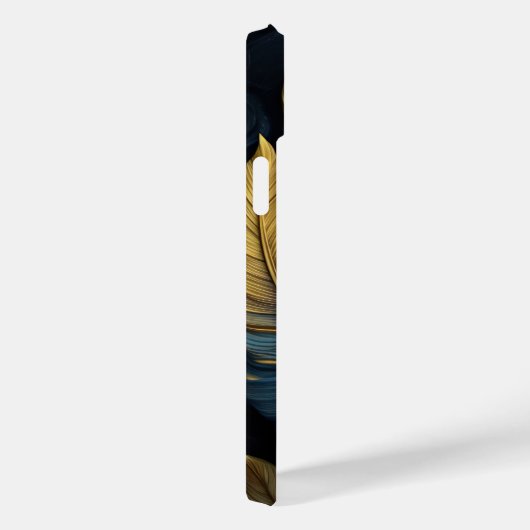Blauw - Gouden bladeren Case-Mate iPhone Case (Achterkant / Rechts)