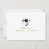 Blauw Gouden Bloemen Bruiloft Save The Date (Achterkant)