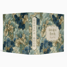 Blauw Gouden Bloemige Keukenreceptenmap Organizer