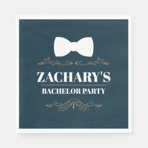 Blauw Gouden Boog Stropdas Vrijgezellenfeest Servet