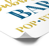 Blauw Gouden Confetti Borrel Bar Bord Poster (Hoek)