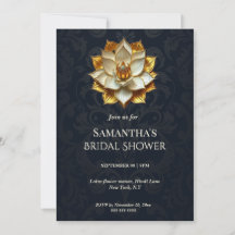 Blauw Gouden Damast Lotus Bruidsdouche