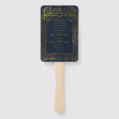 Blauw Gouden Deco Chic Glam Trouwprogramma Handwaa Handwaaier (Achterkant)