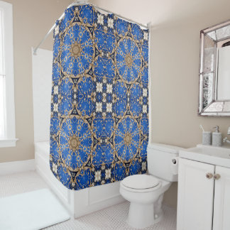 Blauw Gouden Decoratieve Douchegordijn