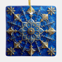 Blauw Gouden Decoratieve Kerst Ornament