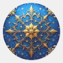 Blauw Gouden Decoratieven Holiday Sticker