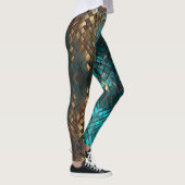Blauw Gouden Dragon Schalen Leggings (Rechts)
