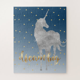 Blauw Gouden Droom Sterren Eenhoorn Legpuzzel