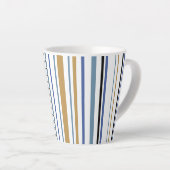 Blauw-gouden en witte-band kleurenstrepen latte mok (Rechterhoek)