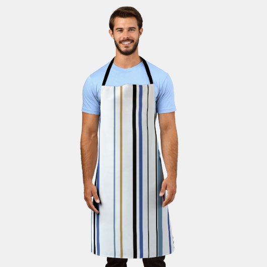 Blauw-gouden en witte-band kleurenstrepen schort (Gedragen)