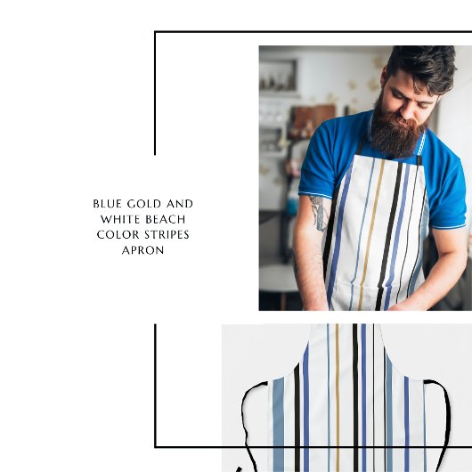 Blauw-gouden en witte-band kleurenstrepen schort