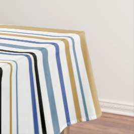 Blauw-gouden en witte-band kleurenstrepen tafelkleed