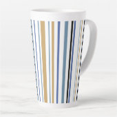 Blauw-gouden en witte-band kleurenstripes koffie M Latte Mok (Rechterhoek)