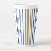 Blauw-gouden en witte-band kleurenstripes koffie M Latte Mok (Voorkant)