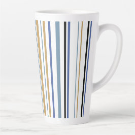 Blauw-gouden en witte-band kleurenstripes koffie M Latte Mok