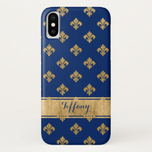 Blauw, Gouden Fleur-de-lis Case-Mate iPhone X Hoes