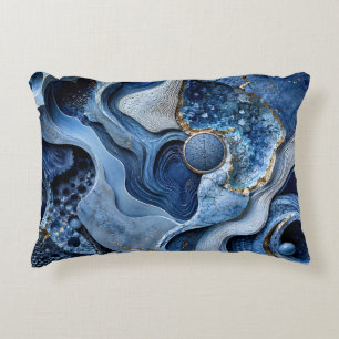 Blauw Gouden Geode Abstract Worp Kussen Luxe Kun